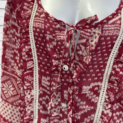 **HOY** Blusa traslúcida ULLA POPKEN color Granate y beige Talla 44/46