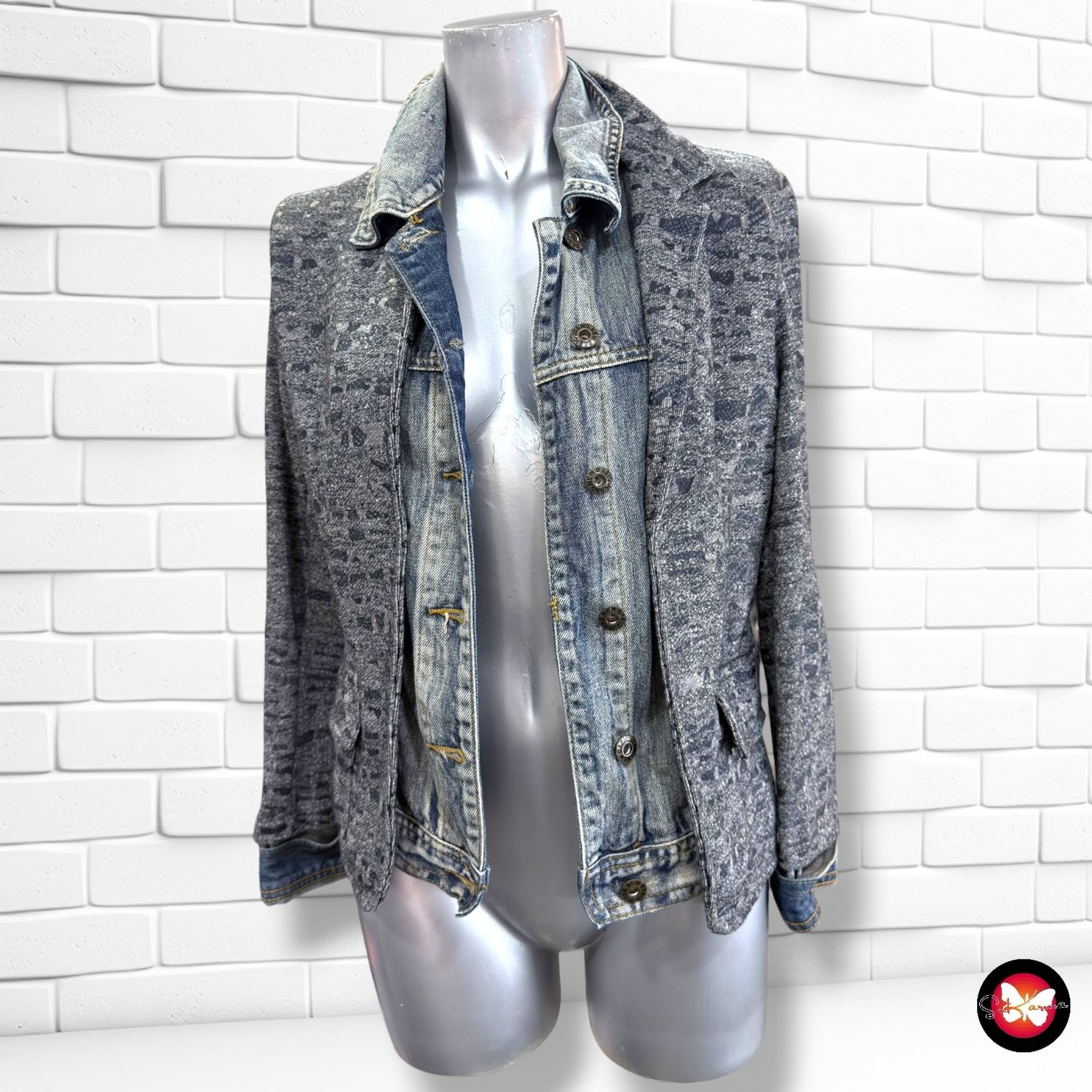 Cazadora tipo blazer AMÉLIE &amp; AMÉLIE color Azul vaquero y gris Talla S