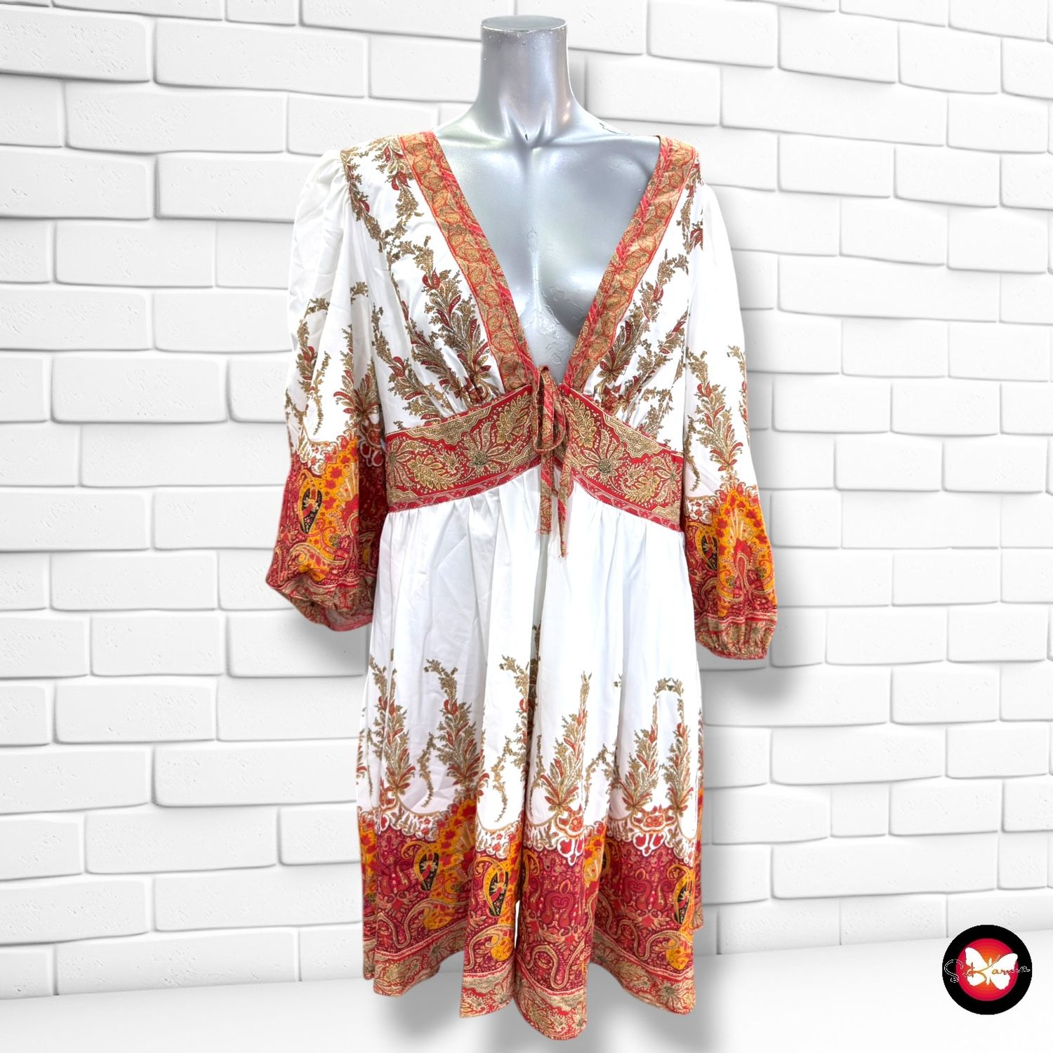 **HOY** Vestido túnica SHEIN CURVE color Blanco y varios Talla 1XL