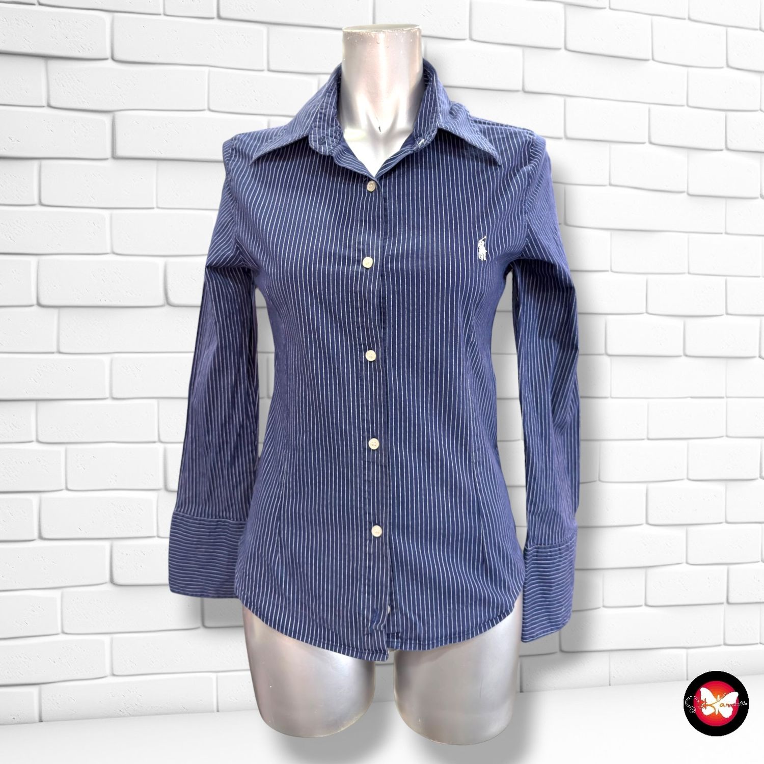 **HOY** Camisa de manga larga de rayitas POLO RALPH LAUREN color Azul y blanco Talla Infantil L