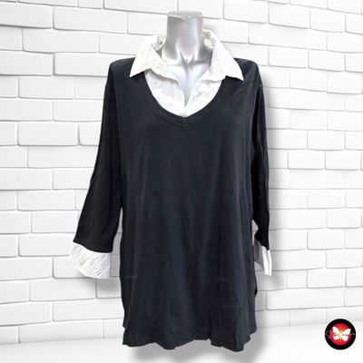 **HOY** Camiseta de manga larga con cuello camisa CANDA color Negro Talla XXL
