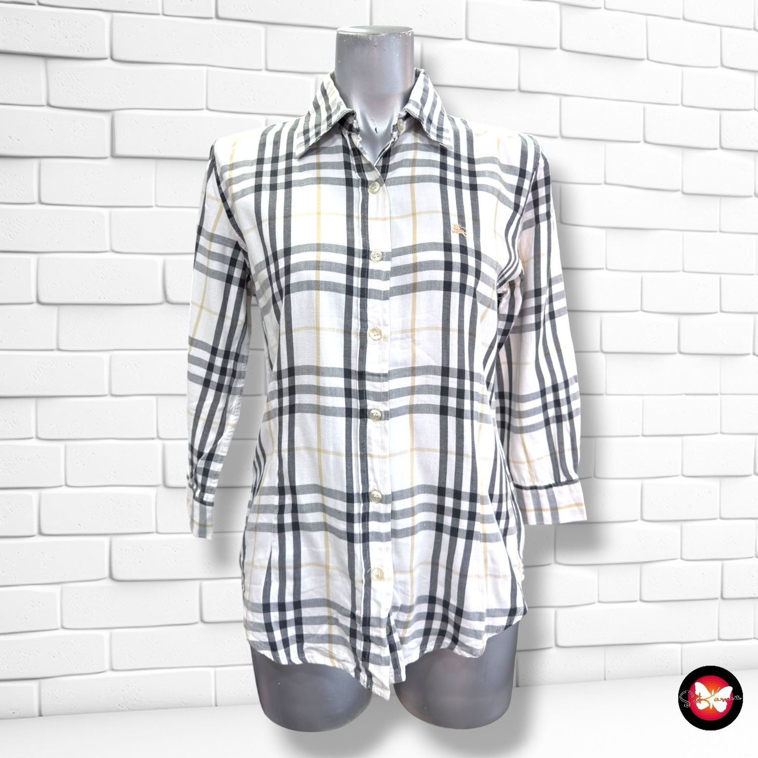 **HOY** Camisa de media manga BURBERRY color Blanco, negro y camel Talla S