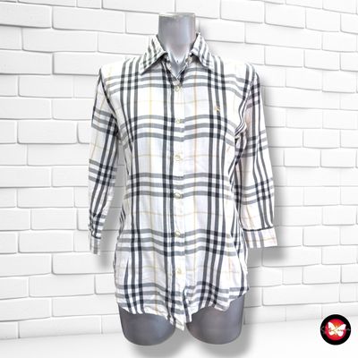 **HOY** Camisa de media manga BURBERRY color Blanco, negro y camel Talla S