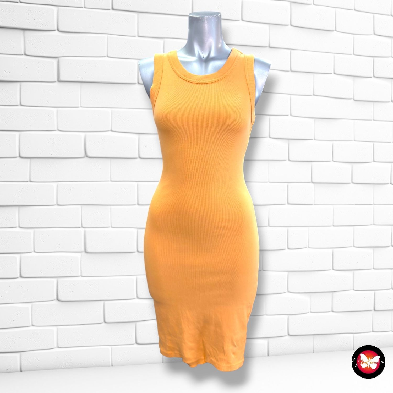 **HOY** Vestido básico canalé CLOCKHOUSE color Naranja Talla XS