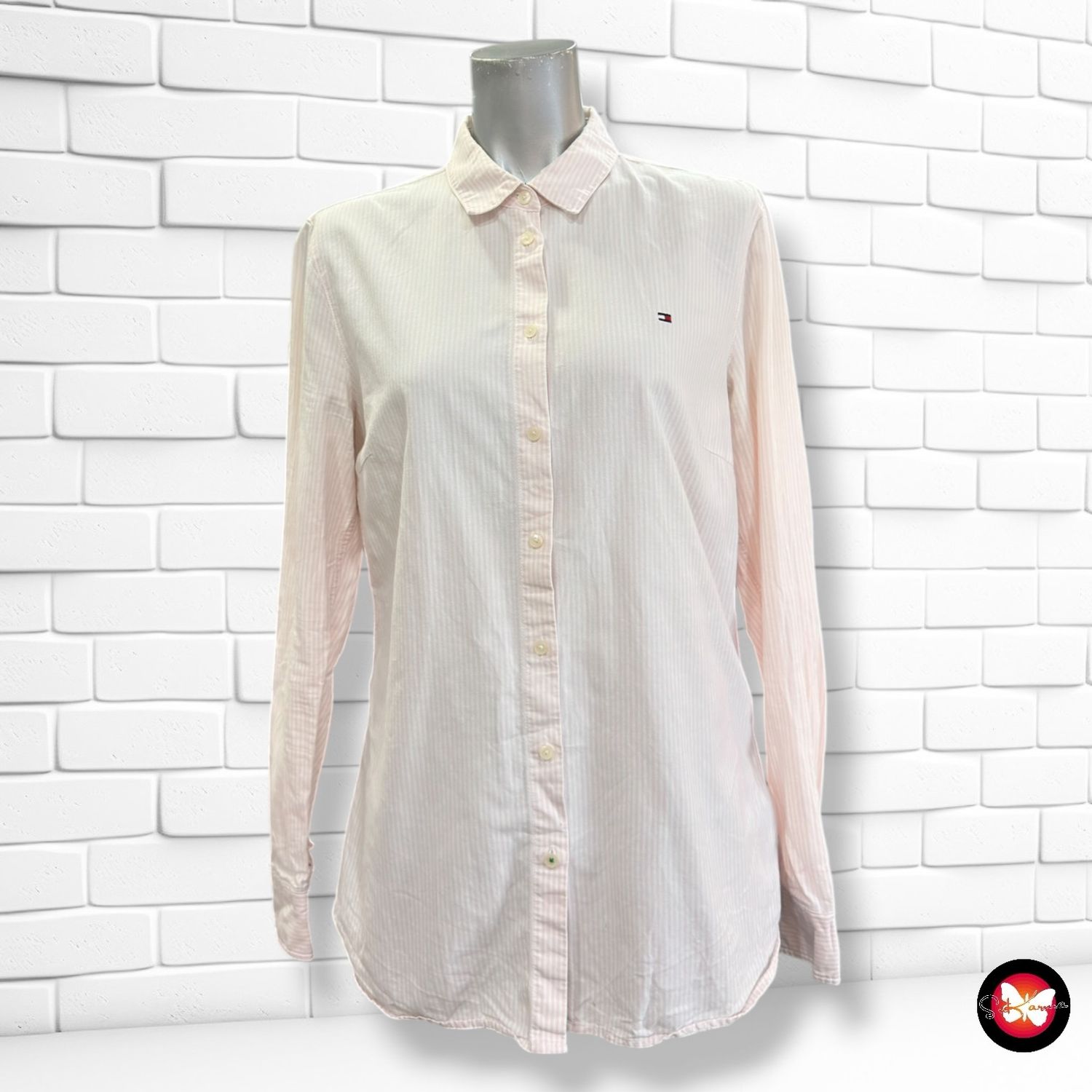 **HOY** Camisa de manga larga  TOMMY HILFIGER color Rosa y blanco Talla 38 (8USA)