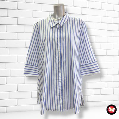 **HOY** Camisola de rayas LAURA TORELLI color Blanco y celeste Talla XL