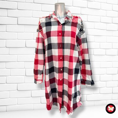 **HOY** Camisola de manga larga de cuadros con perlitas SHK PARIS color Negro, blanco y rojo Talla L