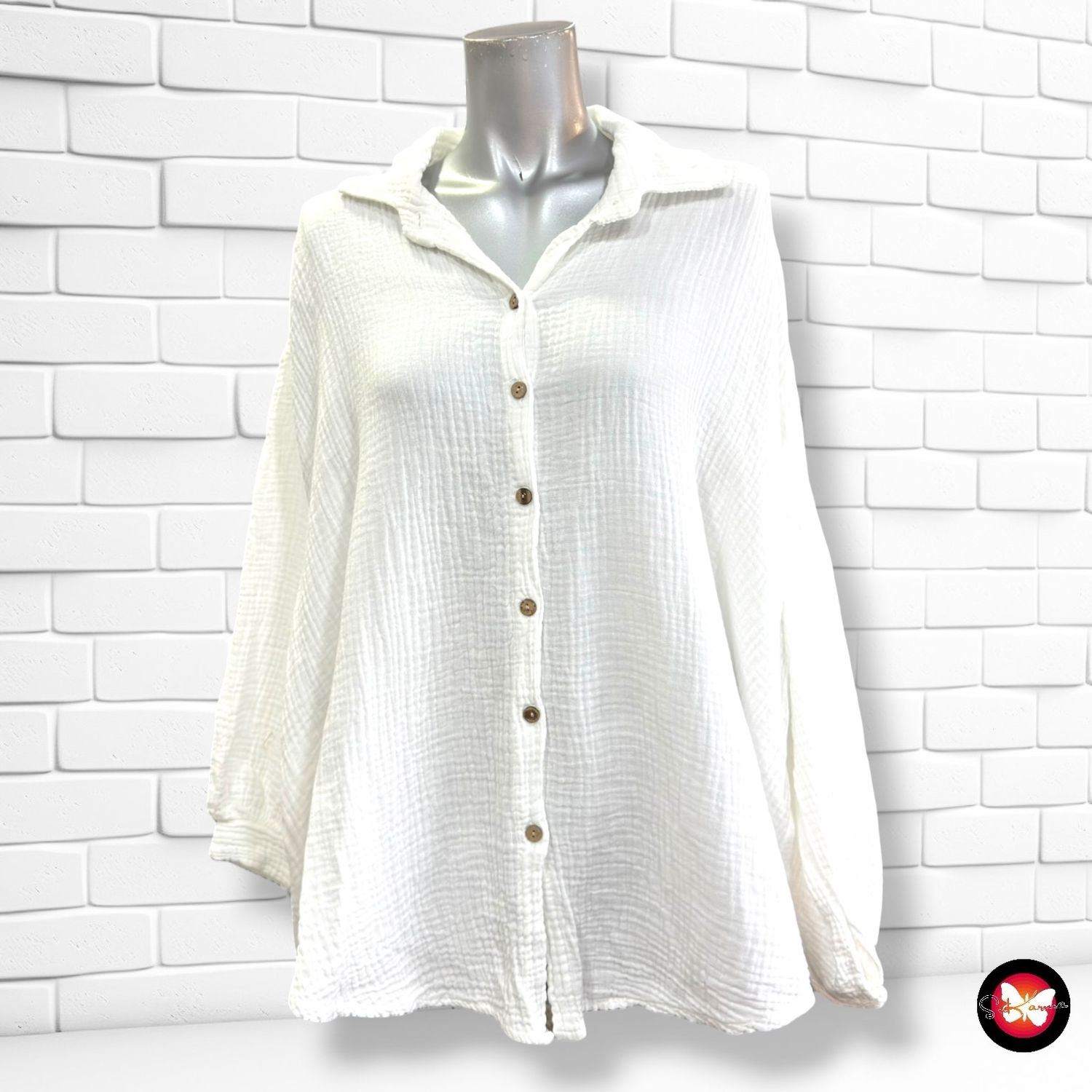 Camisa de bambula TWO by TWO color Blanco Talla ÚNICA GRANDE