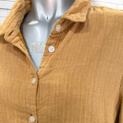 **HOY** Camisa de manga larga de cuadritos MONOPRIX color Mostaza Talla 40