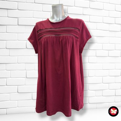 **HOY** Camiseta de manga corta con caladito BPC color Granate Talla 44/46