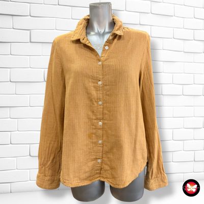 **HOY** Camisa de manga larga de cuadritos MONOPRIX color Mostaza Talla 40