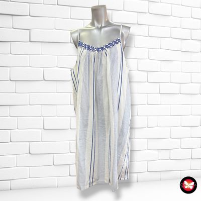 **HOY** Vestido de tirantes de rayitas VERTBAUDET color Blanco y azul Talla 46