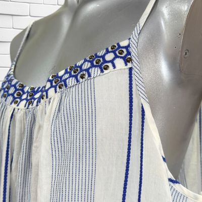 **HOY** Vestido de tirantes de rayitas VERTBAUDET color Blanco y azul Talla 46