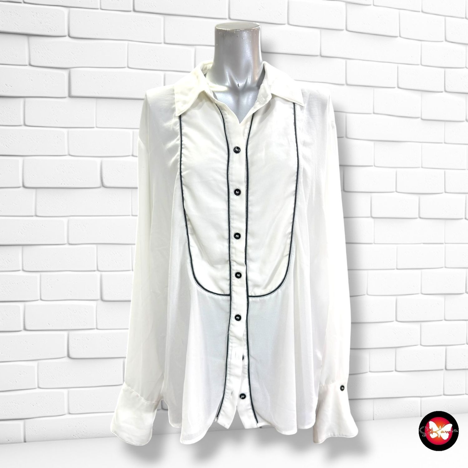 **HOY** Camisa de manga larga traslúcida RAERE by LORENA RAE color Blanco Talla XXL