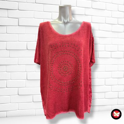 **HOY** Jersey de manga corta con encaje CAPUCCINO color Granate Talla 44