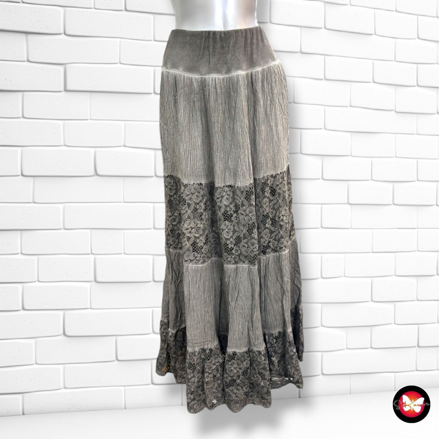 **HOY** Falda larga con encaje GINA LAURA color Gris Talla S