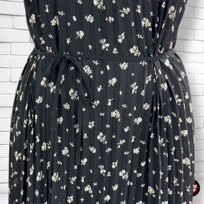 Vestido largo plisado H&amp;M color Negro y beige Talla L