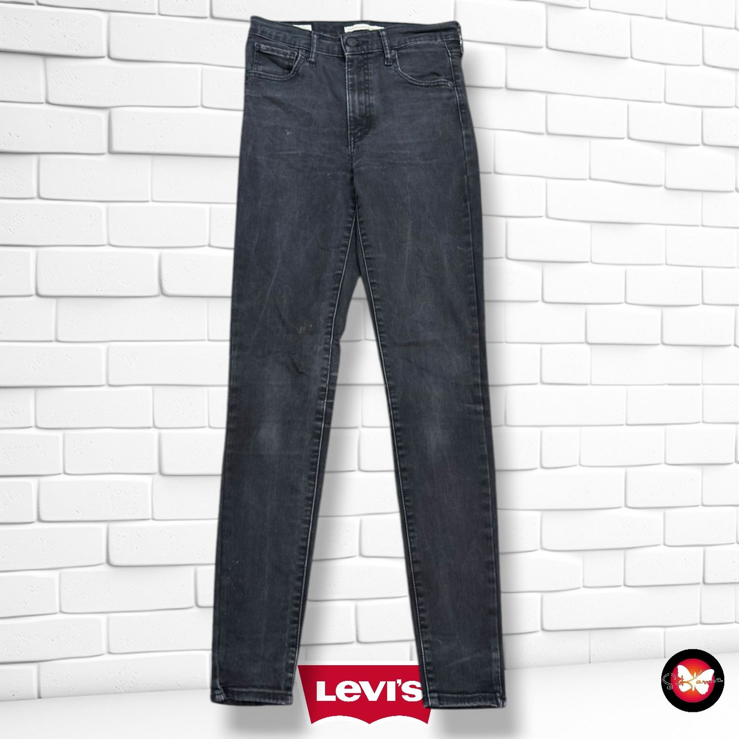 Pantalón MILE HIGH SUPER SKINNY LEVI’S color Negro vaquero Talla S (W26)