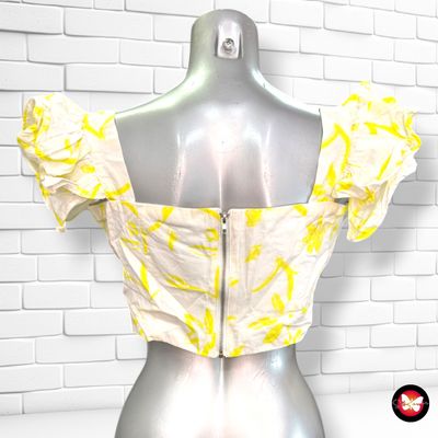 **HOY** Crop top con volante GLAMOROUS color Blanco y amarillo Talla 38