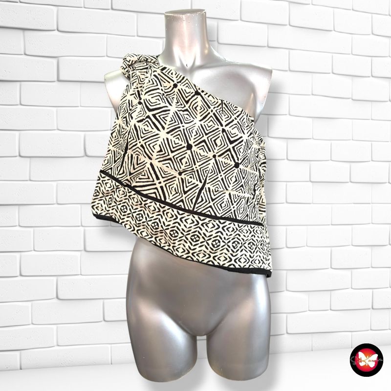 **HOY** Blusa escote asimétrico ZARA color Hueso y negro Talla S