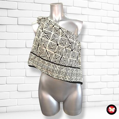 **HOY** Blusa escote asimétrico ZARA color Hueso y negro Talla S