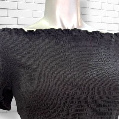 **HOY** Blusa fruncida escote barco  color Negro Talla M/L