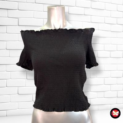 **HOY** Blusa fruncida escote barco  color Negro Talla M/L