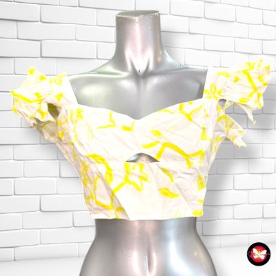 **HOY** Crop top con volante GLAMOROUS color Blanco y amarillo Talla 38