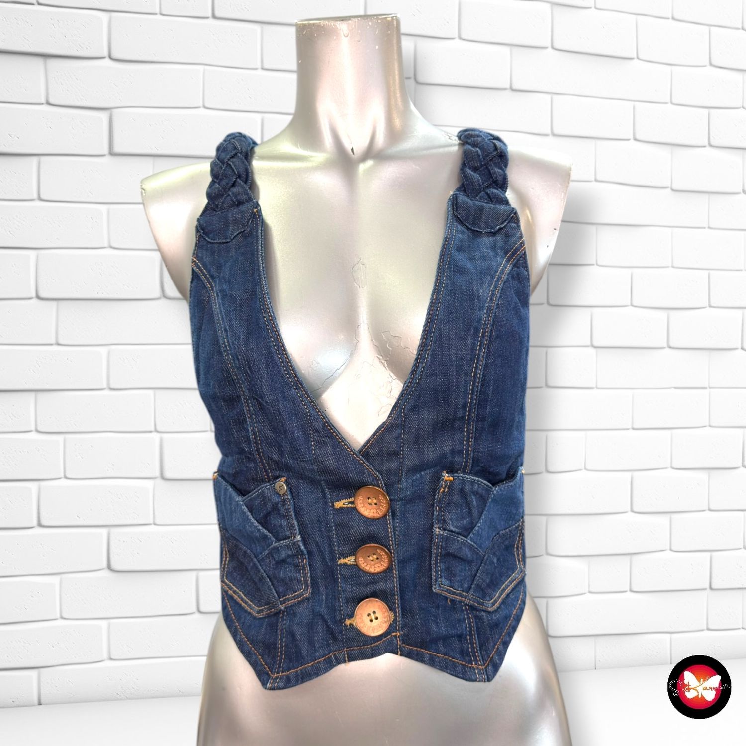 **HOY** Chaleco cropped  color Azul vaquero oscuro Talla 36