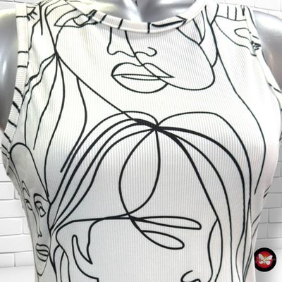 **HOY** Body canalé con dibujos color Blanco y negro Talla M