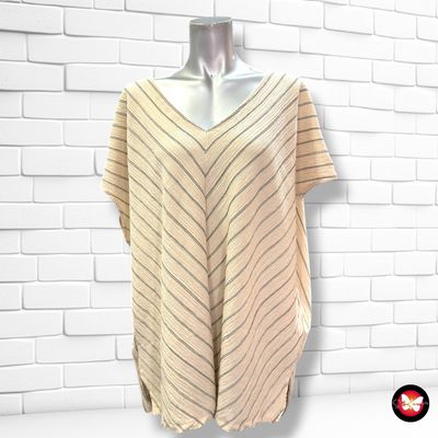 **HOY** Blusa de manga corta de rayitas YESSICA color Beige y negro Talla L (grande)