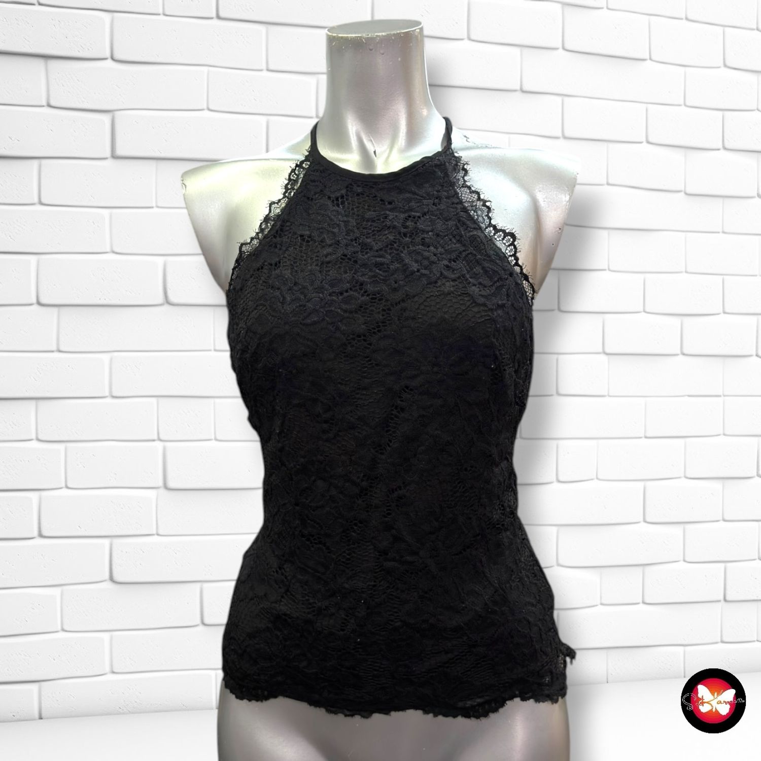 **HOY** Blusa halter de encaje H&amp;M color Negro Talla S