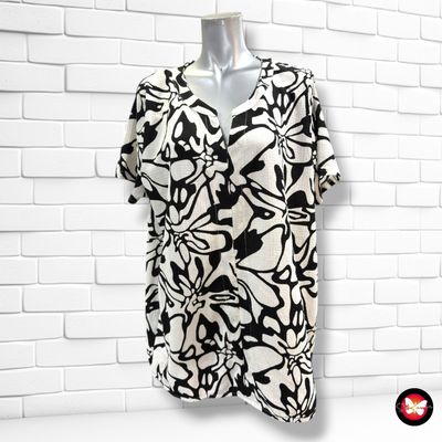 **HOY** Blusa de manga corta estampada GINA BENOTTI color Blanco y negro Talla 48/50