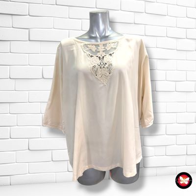**HOY** Blusa de manga corta con encaje ZARA color Beige Talla S (muy grande)