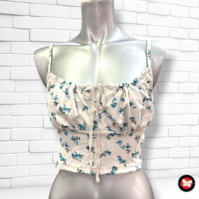 **HOY** Crop top de florecitas SHEIN color Blanco y celeste Talla M