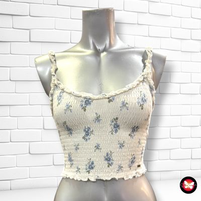 **HOY** Crop top fruncido  HOLLISTER color Blanco y celeste Talla XS