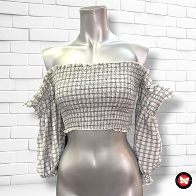 **HOY** Crop top escote barco de cuadros NA-KD color Gris Talla 34