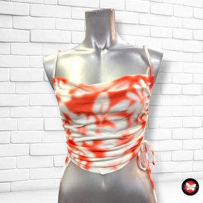 **HOY** Crop top con drapeado BERSHKA color Blanco y naranja Talla XS