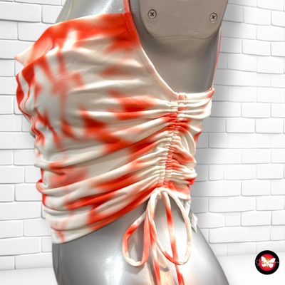 **HOY** Crop top con drapeado BERSHKA color Blanco y naranja Talla XS