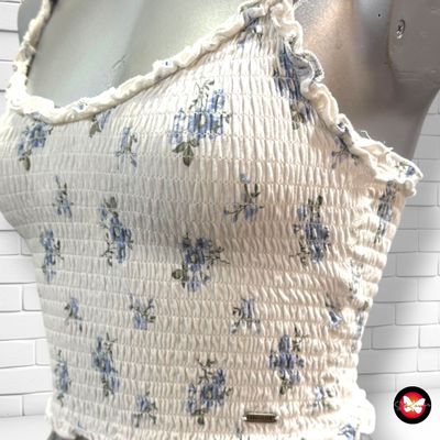 **HOY** Crop top fruncido  HOLLISTER color Blanco y celeste Talla XS