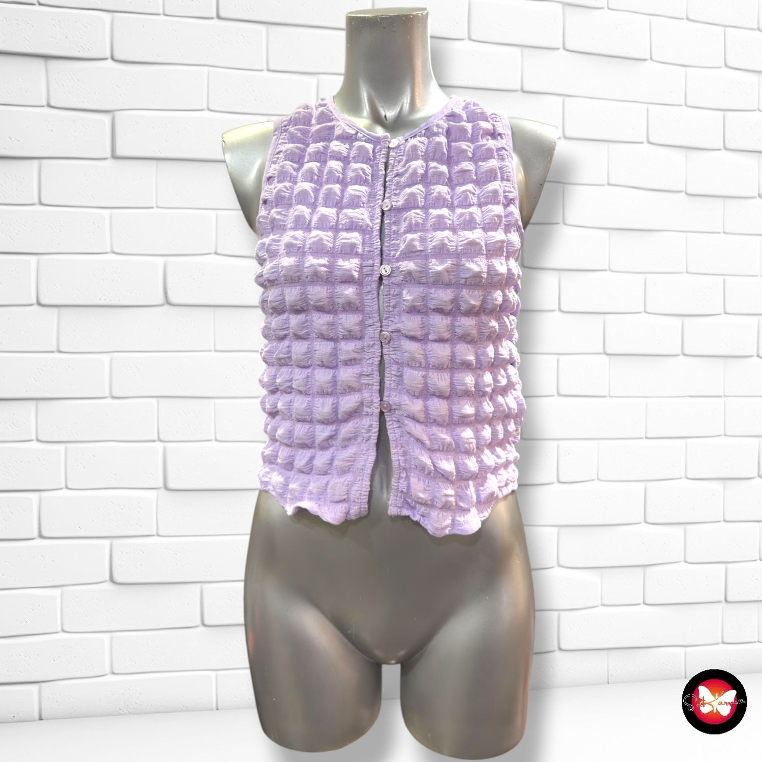 **HOY** Blusa cropped con fruncido y botones FB SISTER color Lila Talla S