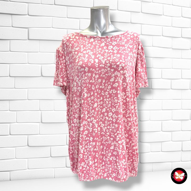 Camiseta de manga corta de florecitas JANINA color Rosa y blanco Talla 44