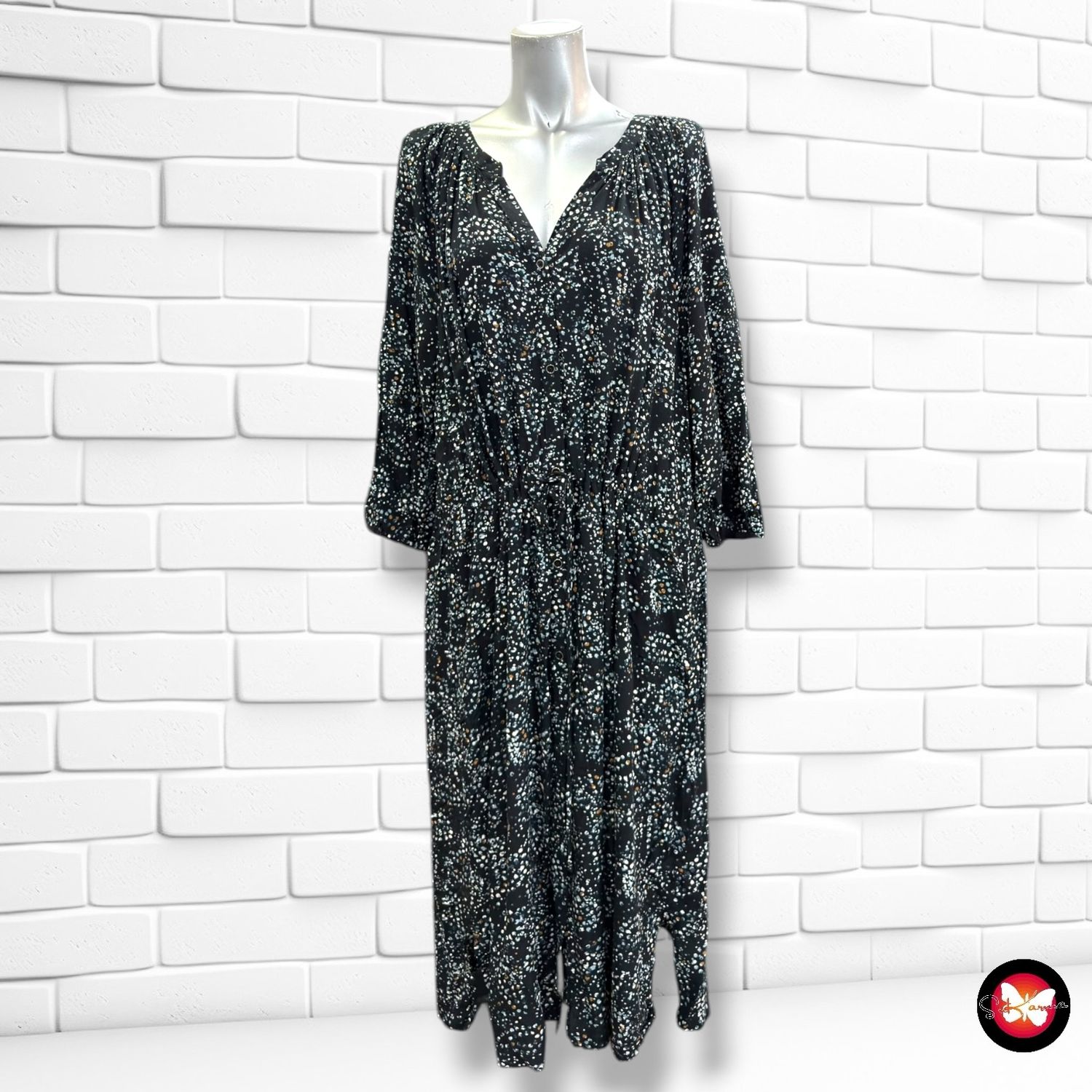 **HOY** Vestido largo de florecitas S.OLIVER color Negro y varios Talla 40