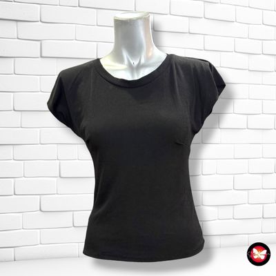 **HOY** Camiseta de manga corta canalé básica  color Negro Talla S/M