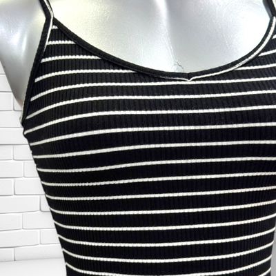 **HOY** Vestido midi de tirantes canalé ASOS color Negro y blanco Talla 32