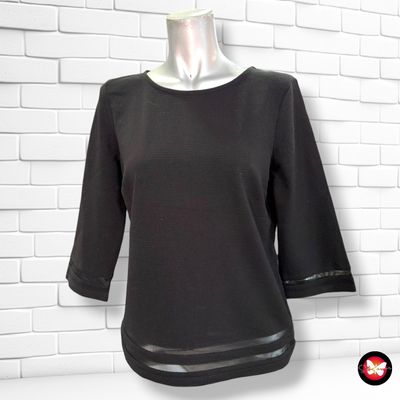 **HOY** Blusa de media manga con transparencias KIABI color Negro Talla 38/40