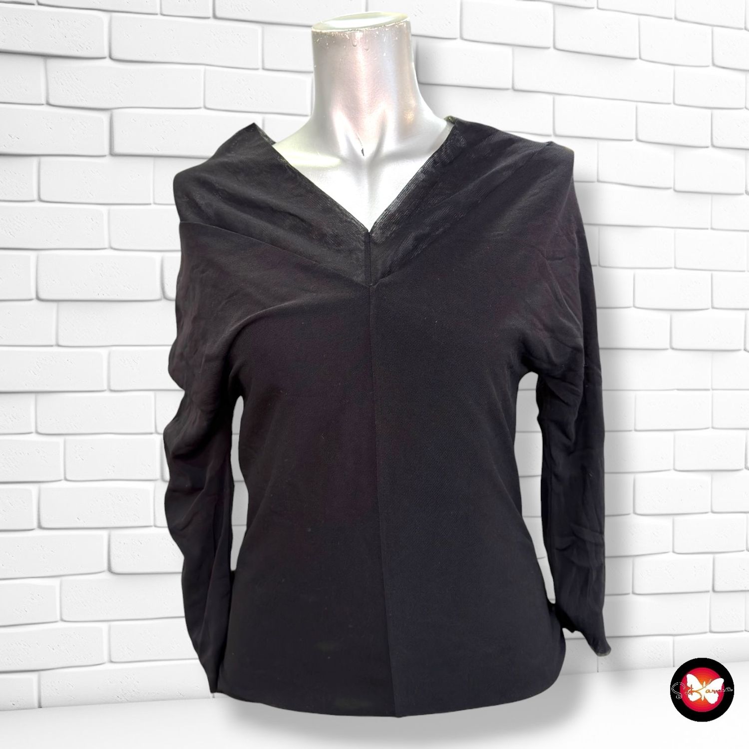 **HOY** Blusa de media manga de noche ZARA color Negro Talla M