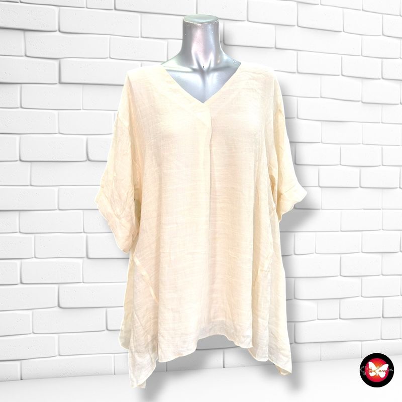 **HOY** Blusa de manga corta  color Crema Talla 3XL
