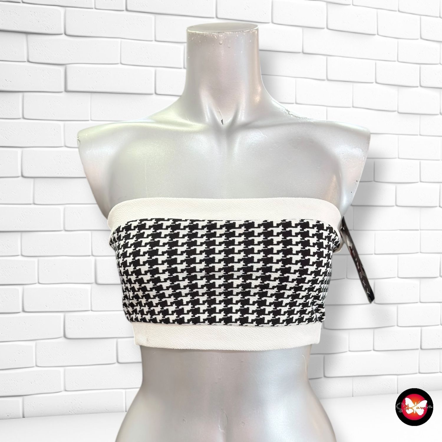**HOY** Crop top bandeau SHEIN color Negro y blanco Talla XS