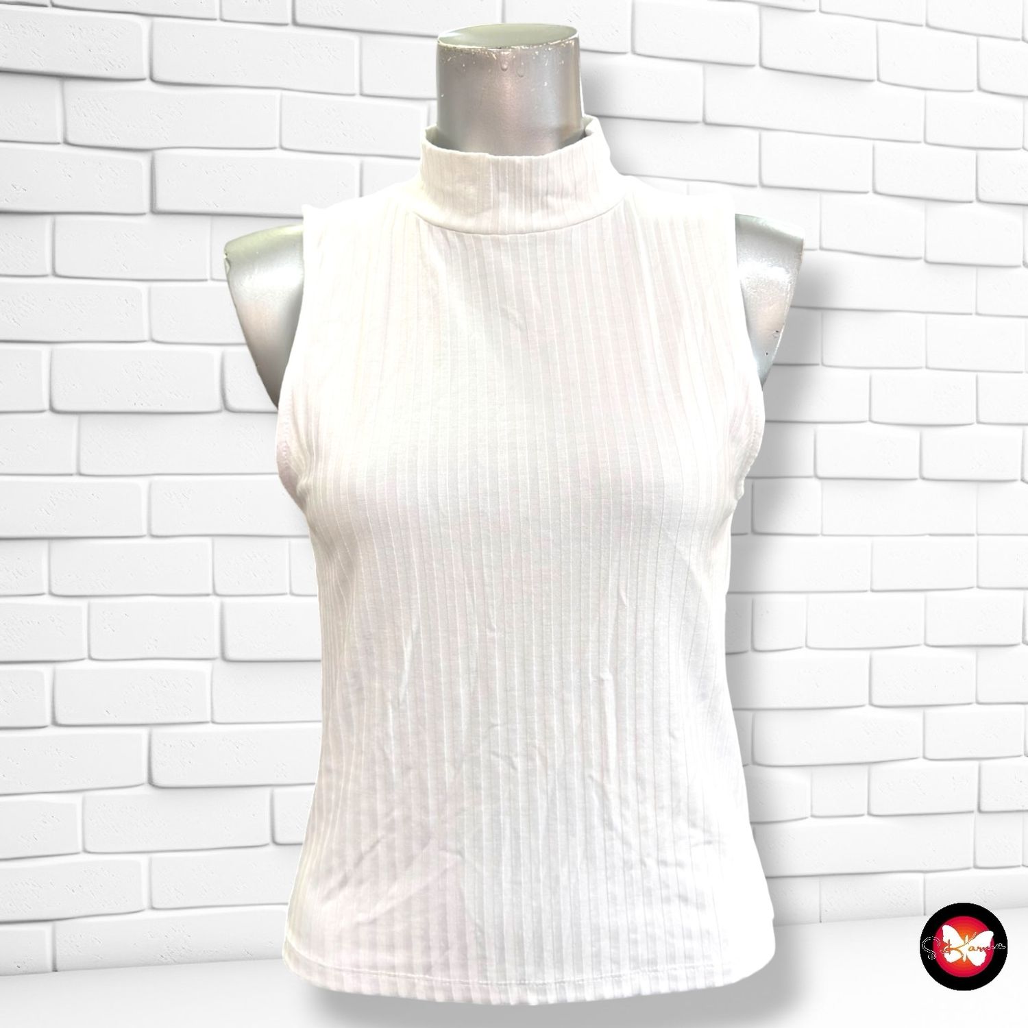 **HOY** Camiseta sin mangas canalé  color Blanco Talla S/M